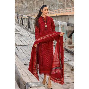 Collection de Luxe 2024 Crimson X Saira Shakira : Salwar Kameez Choli Anarkali en Coton Ruby-TC-1118 avec motifs Paisley dansants - Product Image 1