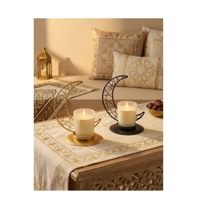 Decoración para el Hogar, Mesa Festiva, Portavelas Eid Mubarak con Forma de Luna y Estrella, Portavelas de Ramadán para Bodas y Ocasiones Religiosas - Product Image 3