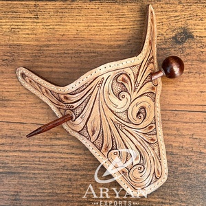 Épingle à cheveux en cuir de vachette usinée à la main de meilleure qualité pour accessoires de cheveux floraux en cuir véritable pour femmes Barrette avec bâton en bois - Product Image 1