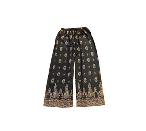 กางเกงขาบานสำหรับผู้หญิงเอวยางยืดพิมพ์ลายดอกไม้พิมพ์ลายทองสวยงาม - Product Image 5