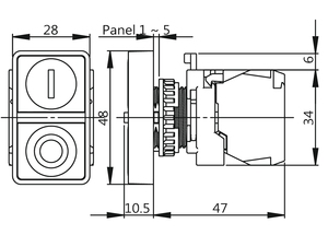 สวิตช์พลาสติกสีแดง/เขียวมีไฟ LED ปุ่มกดสองชั้นแบบอุตสาหกรรม1NC และป้องกัน IP65 2NO 110V-220V A2DPFL AC - Product Image 5