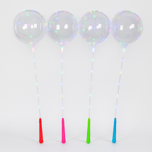 Luce a LED palloncini Bobo trasparenti maniglie colorate 100 pezzi Min per festa di nozze decorazione di laurea per Halloween - Product Image 1