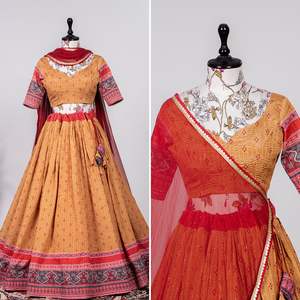Offre spéciale dernière Collection Aada Slub soie Lehenga avec Blouse et Rajwadi Chanderi soie Dupatta achats en ligne inde - Product Image 5