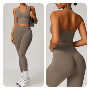 Yoga 5 uds conjuntos sin costuras de secado rápido apretado correr a prueba de golpes conjunto deportivo de cintura alta para mujeres al aire libre Fitness gimnasio desgaste - Product Image 5