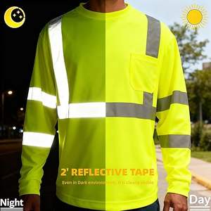 Camisas de Manga Larga de Alta Visibilidad para Hombre, Camisas de Trabajo Reflectantes con Bolsillo Delantero - Product Image 5