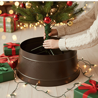 Großer Metall-Weihnachtsbaumkragen, dekorativer Stahlsockel, rustikaler Weihnachtsbaum-Untersetzer, Ständerring für natürliche und künstliche Bäume