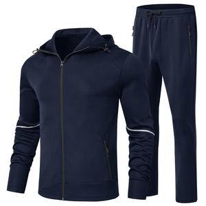 Survêtement pour homme Urban Charm en pur coton avec veste à ouverture facile et bas assortis pour un usage quotidien sans effort - Product Image 1