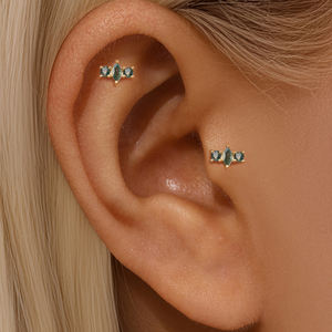 Düz geri 2/<span class=keywords><strong>3</strong></span>/4mm 925 ayar gümüş çok boyutu Waterdrop markiz doğal Moss akik kıkırdak dişli Piercing 6mm uzunluk - Product Image 4