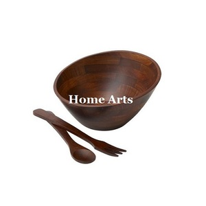 Handmade Wood <b>Food</b> Serving Bowl With Spoon And Fork Round Shape Sweets Bowl From Best Exporter In India - Product Image 4