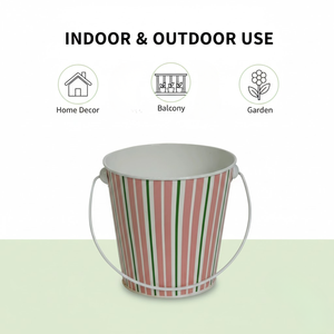 Mini pot de fleurs galvanisé durable avec poignée enduite |   Décoration de jardin moderne d'intérieur et d'extérieur, décoration de table, balcon, cadeau - Product Image 3