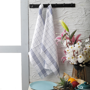 Chiffons de nettoyage de cuisine en coton recyclé avec motif à carreaux carrés tissés pour les serviettes de cuisine à usage domestique - Product Image 3
