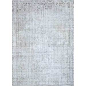 Tapis en laine noué à la main gris et noir vintage, motif médaillon bohème abstrait, pour salon, couloir - Pae-650 - Product Image 1