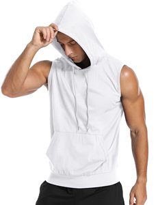 <b>Mens</b> gym <b>sleeveless</b> <b>hoodie</b> fitted workout training wear for bodybuilding fitness streetwear active - Product Image 3