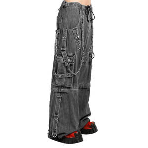 Plus Size Stretch <b>Jeans</b> Custom logo High Quality Bleached Grey Baggy <b>Jeans</b> Men Loose Fit - Product Image 4