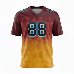 Maillots de football américain personnalisés sublimés, manches courtes, respirants, antibactériens, grande taille, logo frontal pour les équipes, personnalisés - Product Image 3