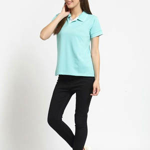 Chemises pour femmes tendance, en tricot uni, écologiques, anti-froissement, 100% coton, manches courtes, décontractées, douces, respirantes, personnalisables - Product Image 4