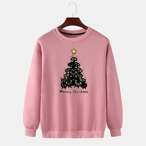 100% poliéster Color personalizado Navidad mujer Sudadera con capucha lindo árbol impreso Logo bordado sudadera Otoño Invierno al aire libre Casual - Product Image 5