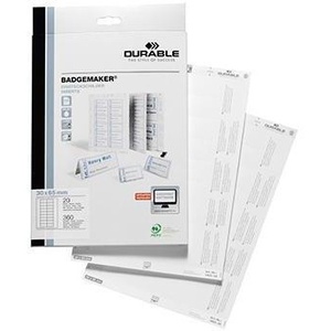 DURABLE Badgemaker Insert <b>Sign</b> 65 X 30 mm White Cardboard 360pcs/Pack Accessory for Badges & Holders - Product Image 1
