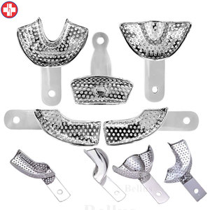 Juego de bandejas de impresión dental lisas de 9 cucharas de impresión de alta calidad de acero inoxidable - Product Image 1