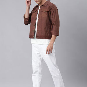 Ropa informal con estampado de logotipo personalizado, abrigos de montar, vaqueros, chaquetas para hombre, chaqueta vaquera, cuello con capucha, ajustado, informal - Product Image 4