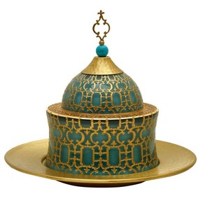 Lujosa cazuela árabe chapada en oro, cazuela de acero inoxidable, asas elegantes, esmalte, decoración elegante para el hogar - Product Image 1