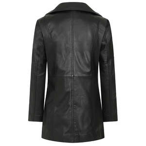 Chaquetas de Cuero Personalizadas de Moda para Mujer, Otoño Invierno, Diseño de Cuello Camisero, Mangas Completas, Transpirables, Teñido Liso - Product Image 2