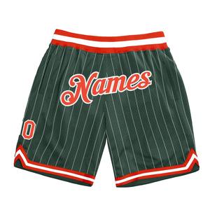 Industrie Direct Engro Sportswear Basketball <b>Shorts</b> Custom Hunter <b>Green</b> White Pinstripe Orange-White Authentic Basketball <b>Shorts</b> - Product Image 1