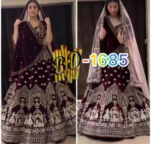 Trabajo de lentejuelas pesadas Doble Cancan Lehenga Choli Tela de encaje para mujer Vestido indio pakistaní Doble lona Patta - Product Image 5