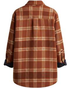 Camisa de Franela a Cuadros Marrón Oxidado Personalizada para Hombre, Chaqueta de Manga Larga con Botones, Sobrecamisa Cálida con Bolsillos Dobles en el Pecho - Product Image 2