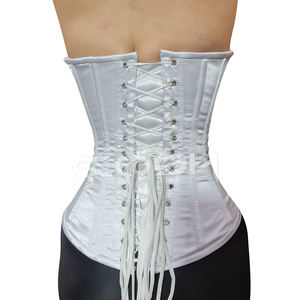 Corsé Sexy de Satén Blanco para Mujer, con Aros de Acero y Cierre Frontal |   Top Bustier para Novia, Fiesta y Moda - Product Image 6