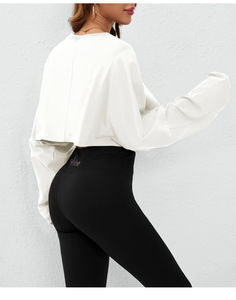 สเวตเชิ้ตผู้หญิงผ้าโพลีเอสเตอร์ผสมผ้าโพลีเอสเตอร์แบบแห้งเร็วปักลายเสื้อครอปให้ความอบอุ่นสบายสำหรับใช้กลางแจ้ง - Product Image 6