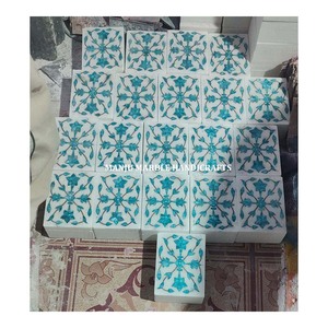 Cajas de joyería de mármol de regalo de boda elegante con incrustaciones de perlas de fregona verde oscuro forma rectangular con nuevo diseño pulido de producción - Product Image 1