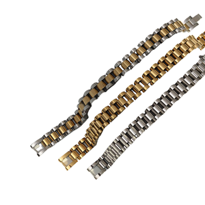 Brazalete de Reloj Grueso de Acero Inoxidable Chapado en Oro de 18K, Brazalete de Moda Resistente al Agua - Product Image 3