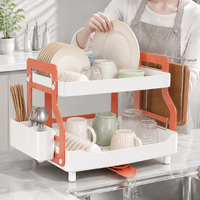 Égouttoir à vaisselle double couche en plastique PS ABS, organisateur de rangement de cuisine, support de séchage pour bols et assiettes, égouttoir à vaisselle, support de comptoir