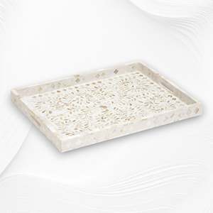 Plateau en nacre de coquillage entièrement fait à la main avec un design rectangulaire simple et luxueux - article tendance - Product Image 3