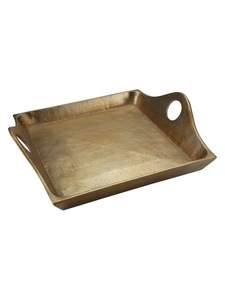 Bandeja Decorativa de Metal Dorado Antiguo con Asas en Forma de Rama, Organizador de Mesa de Centro Hecho a Mano de Lujo para Decoración y Hoteles - Product Image 4