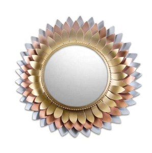 Miroir rond encadré de style romain en métal, cadre sculpté rond, décoration créative pour la maison, couleur or, art mural personnalisé, durable - Product Image 1