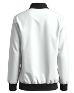 Chaqueta Universitaria Blanca para Hombre con Ribete Negro, Chaqueta Bomber de Softshell, Cuello y Puños Acanalados, Ropa de Calle, Prenda Exterior de Moda, Logotipo Personalizado OEM - Product Image 2