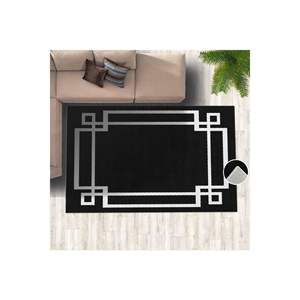 Alfombra de poliéster con estampado Digital escandinavo clásico, detalle de marco negro abstracto Rectangular para entrada, dormitorio, regalo perfecto - Product Image 3