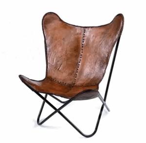 Laborday Sale Easy Assembly Antique Design Leather Butterfly Chair Foldable for Home Office Bedroom Dining Outdoor Leisure Use - Product Image 1