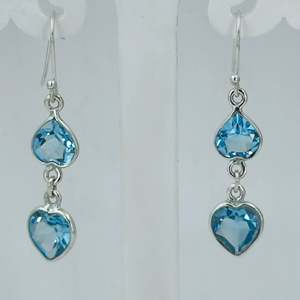 Navya Craft 925 <b>Solid</b> Sterling <b>Silver</b> Fine Stud <b>Earrings</b> Blue Topaz Heart Shape Handmade for Women's Christmas Valentine's Day - Product Image 6