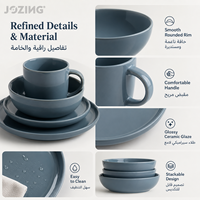 Vente en gros de vaisselle en porcelaine bleue de luxe Jozing, style nordique, assiettes, bols, tasses, passe au lave-vaisselle et au micro-ondes, pour la maison et l'hôtel