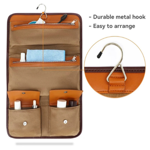 Funda extraíble y gancho para colgar para hombre grande personalizada, neceser de viaje de cuero, Colección organizadora de maquillaje - Product Image 3