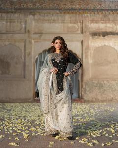 Traditional <b>Indian</b> Embroidery Sequins Kurta Payjama Ready-Made Lace Border Summer Winter Party Wear <b>Indian</b>/<b>Pakistani</b> <b>Clothing</b> - Product Image 4