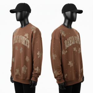 Sudadera Extra Grande para Hombre, Tejido Grueso de 320 GSM, Felpa de Algodón, Color Marrón, Ropa de Invierno, Logotipo Personalizado con Pedrería, Sudadera Básica Extra Grande - Product Image 4