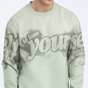 Sweat-shirt à col rond coupe régulière 100% pour hommes Impression bouffante personnalisée Éponge française lourde Épaule tombante Polyester/coton Automne - Product Image 6