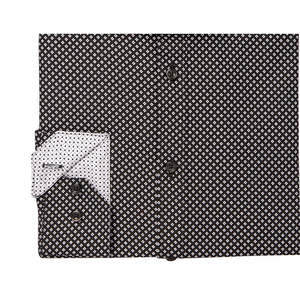 Camisa de Vestir para Hombre, Corte Entallado, Diseño de Diamantes, Tela Popelina, Color Negro, Talla Grande - Product Image 2