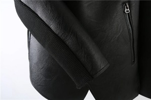 เสื้อโค้ทหนังเทียมสำหรับผู้ชาย, เสื้อโค้ทลำลองหนังสังเคราะห์แนวสตรีทสำหรับฤดูหนาว - Product Image 5