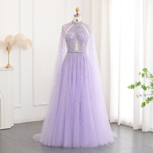 Jancember SZ495 Elegante cuello alto <span class=keywords><strong>Cap</strong></span> Sleeve Illusion Dubai Party Vestidos de noche - Product Image 1