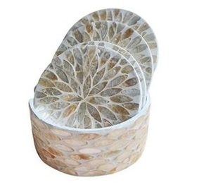 แผ่นรองแก้วเรซินฝังมุกแท้สำหรับเป็นของขวัญเสื่อโต๊ะส่วนตัวสำหรับอุ่นชาและกาแฟในบ้าน100% - Product Image 2